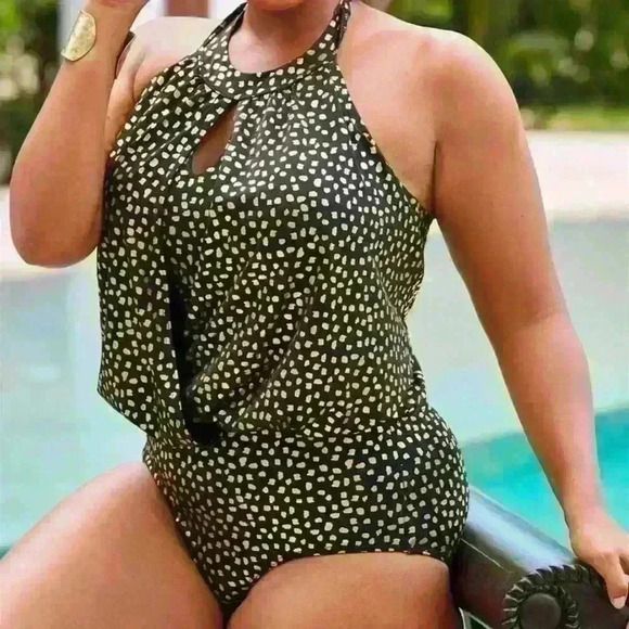 Swimsuits For All Other - Swimsuits For All Gold and Black Blouson one piece Plus Size 26